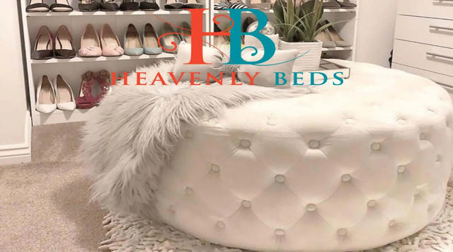 Millton Chesterfield Round Buttoned Pouffe - Heavenlybeds