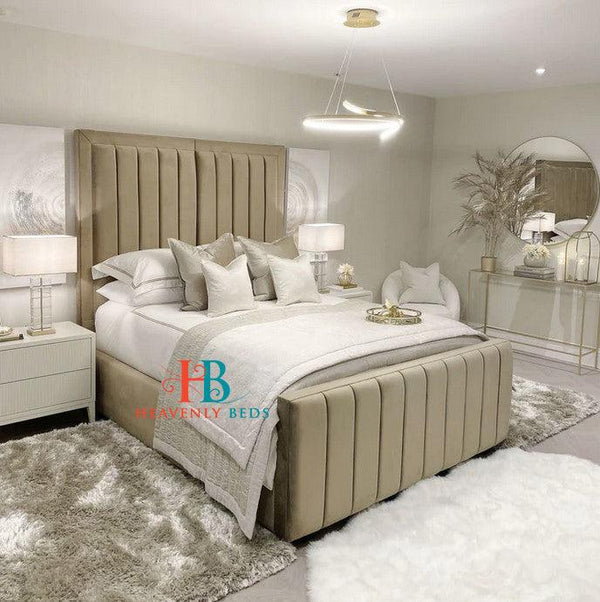 Bonnie Luxury Fabric Bed Frame & (6ft2) Tall Headboard - Heavenlybeds