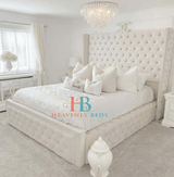Elena Designer TV Bed - Cream Plush Velvet King Size