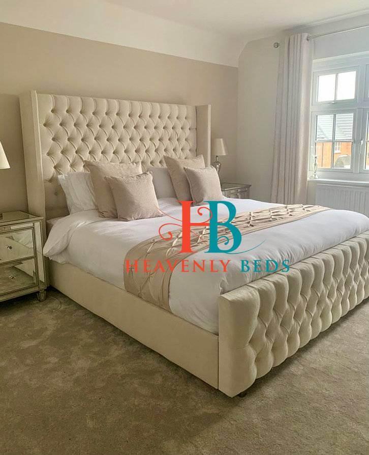 Berlin Wingback Storage Bed with High Footboard Part of the Luxury Range