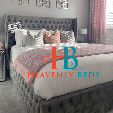 Gemma Bed Frame Heavenlybeds Luxury Item Grey Plush Velvet