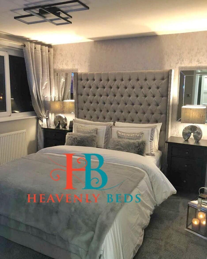 Hilton Chesterfield Fabric Wingback Bed Frame 5ft Kingsize Luxury