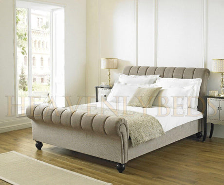 Cream Lined Scroll Bed Frame in King Size